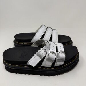 Doc Martens Blaire Platform Boho Slides Sandals White Black Size 7